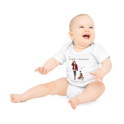 Body Bébé Drôle - Imprimé Humour et Citations - Cadeau Naissance Original - Super maman merci de m'aider a grandir