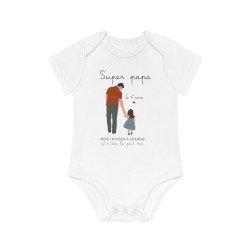 Body Bébé Drôle - Imprimé Humour et Citations - Cadeau Naissance Original - Super papa merci de m'aider a grandir