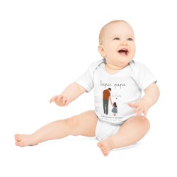 Body Bébé Drôle - Imprimé Humour et Citations - Cadeau Naissance Original - Super papa merci de m'aider a grandir