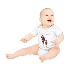 Body Bébé Drôle - Imprimé Humour et Citations - Cadeau Naissance Original - Super mamie merci de m'aider a grandir