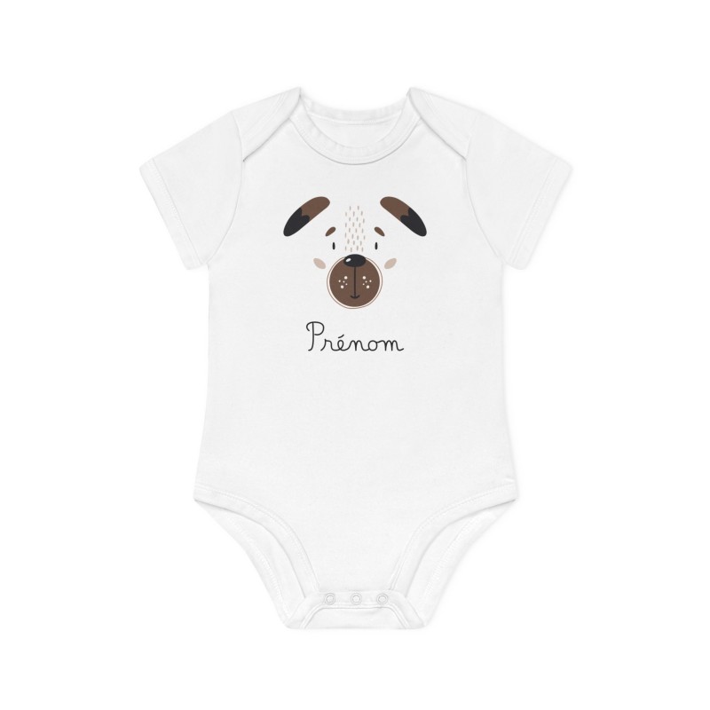 Body Bébé Drôle - Imprimé personnalisable avec prénom - Cadeau Naissance Original et unique - Animaux chien - France