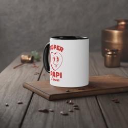 Mug céramique à message - Idée cadeau Original et imprimé rétro vintage pour la famille - fête des grands pères - Super papi d'a