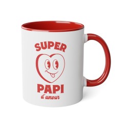 Mug céramique à message - Idée cadeau Original et imprimé rétro vintage pour la famille - fête des grands pères - Super papi d'a