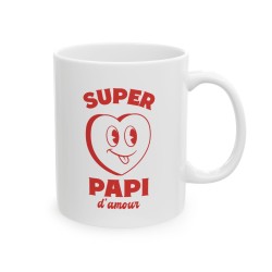 Mug céramique à message - Idée cadeau Original et imprimé rétro vintage pour la famille - fête des grands pères - Super papi d'a