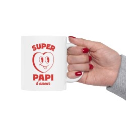 Mug céramique à message - Idée cadeau Original et imprimé rétro vintage pour la famille - fête des grands pères - Super papi d'a