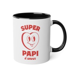 Mug céramique à message - Idée cadeau Original et imprimé rétro vintage pour la famille - fête des grands pères - Super papi d'a
