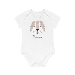 Body Bébé Drôle - Imprimé personnalisable avec prénom - Cadeau Naissance Original et unique - Animaux lapin - France