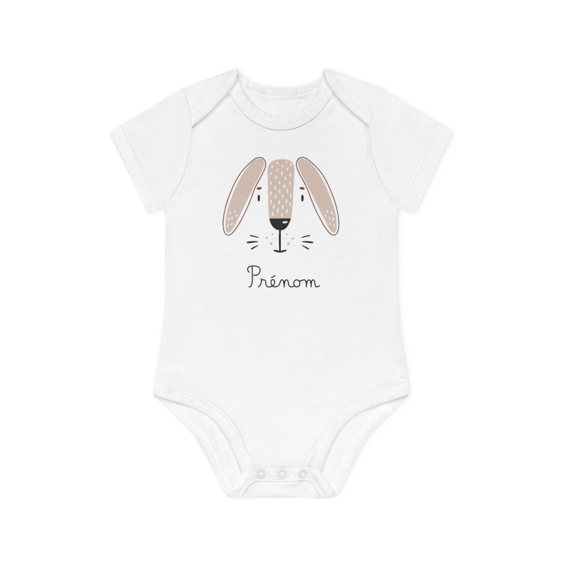 Body Bébé Drôle - Imprimé personnalisable avec prénom - Cadeau Naissance Original et unique - Animaux lapin - France