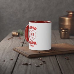 Mug céramique - Idée cadeau Original et imprimé rétro vintage pour la famille - fête des pères - Super papa d'amour