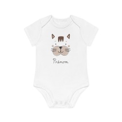 Body Bébé Drôle - Imprimé personnalisable avec prénom - Cadeau Naissance Original et unique - Animaux chat - France