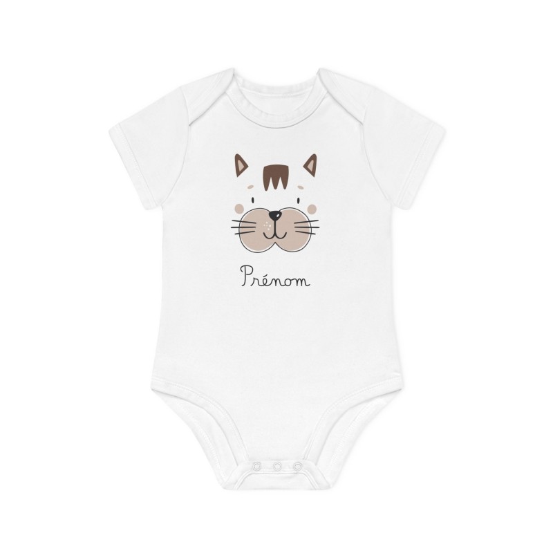 Body Bébé Drôle - Imprimé personnalisable avec prénom - Cadeau Naissance Original et unique - Animaux chat - France
