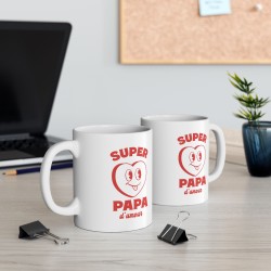 Mug céramique - Idée cadeau Original et imprimé rétro vintage pour la famille - fête des pères - Super papa d'amour