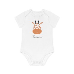 Body Bébé Drôle - Imprimé personnalisable avec prénom - Cadeau Naissance Original et unique - Animaux girafe - France