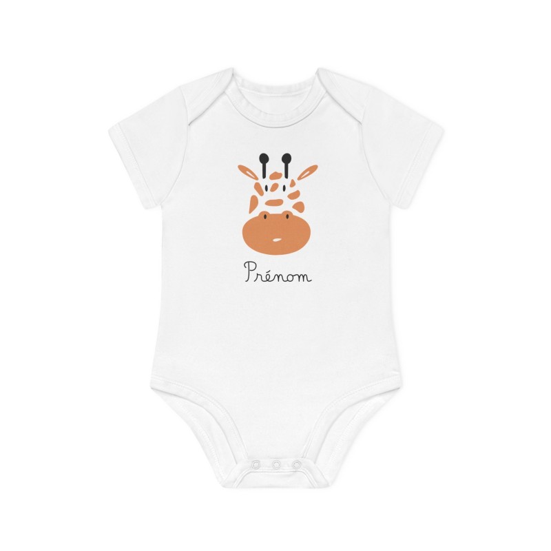 Body Bébé Drôle - Imprimé personnalisable avec prénom - Cadeau Naissance Original et unique - Animaux girafe - France