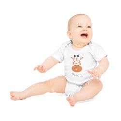 Body Bébé Drôle - Imprimé personnalisable avec prénom - Cadeau Naissance Original et unique - Animaux girafe - France