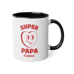 Mug céramique - Idée cadeau Original et imprimé rétro vintage pour la famille - fête des pères - Super papa d'amour