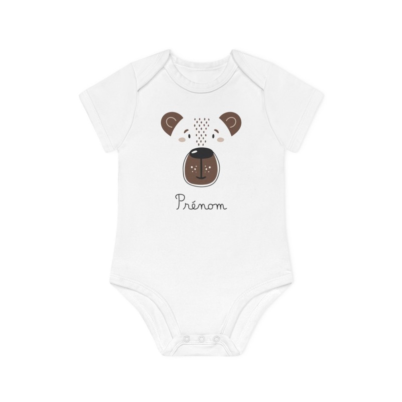 Body Bébé Drôle - Imprimé personnalisable avec prénom - Cadeau Naissance Original et unique - Animaux ours - France