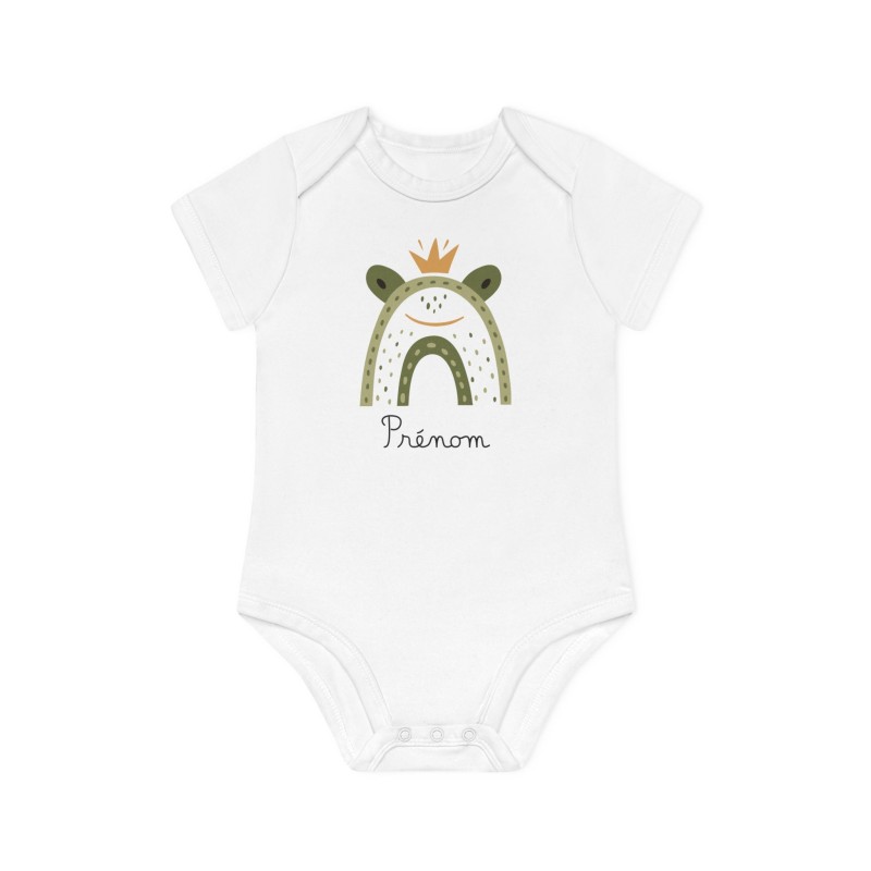 Body Bébé Drôle - Imprimé personnalisable avec prénom - Cadeau Naissance Original et unique - Animaux grenouille - France