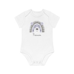 Body Bébé Drôle - Imprimé personnalisable avec prénom - Cadeau Naissance Original et unique - Animaux herisson arc en ciel - Fra