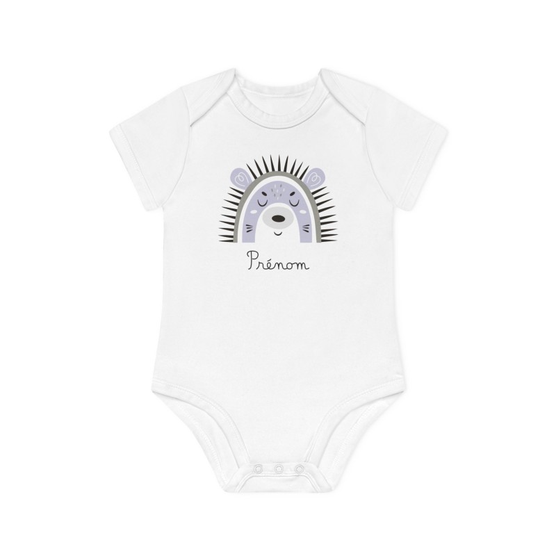 Body Bébé Drôle - Imprimé personnalisable avec prénom - Cadeau Naissance Original et unique - Animaux herisson arc en ciel - Fra