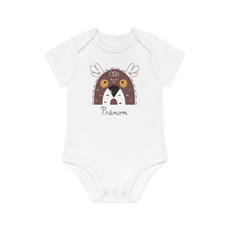 Body Bébé Drôle - Imprimé personnalisable avec prénom - Cadeau Naissance Original et unique - Animaux hibou arc en ciel - Fra
