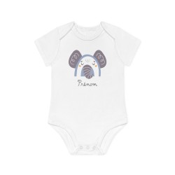 Body Bébé Drôle - Imprimé personnalisable avec prénom - Cadeau Naissance Original et unique - Animaux elephant arc en ciel - Fra