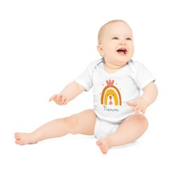 Body Bébé Drôle - Imprimé personnalisable avec prénom - Cadeau Naissance Original et unique - Animaux poule arc en ciel - Fra