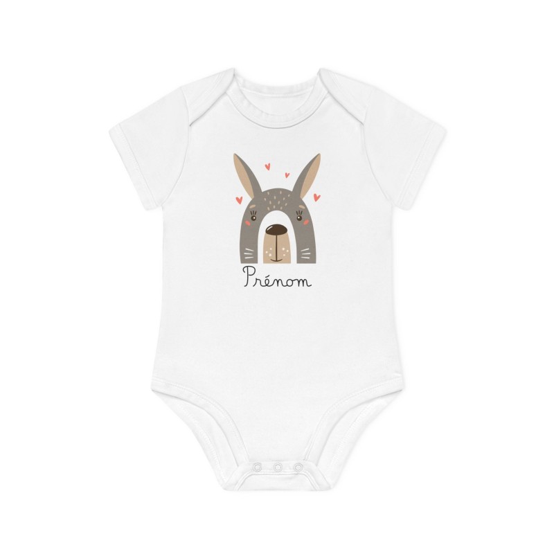 Body Bébé Drôle - Imprimé personnalisable avec prénom - Cadeau Naissance Original et unique - Animaux lapin arc en ciel - Fra