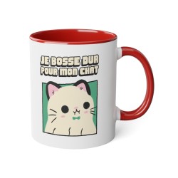 Mug céramique - Tasse Drôle et Originale - Cadeau Idéal pour Collègues, Amis ou Famille - Humour Je bosse dur pour mon chat - Fr