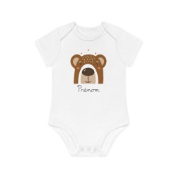 Body Bébé Drôle - Imprimé personnalisable avec prénom - Cadeau Naissance Original et unique - Animaux ours arc en ciel - Fra