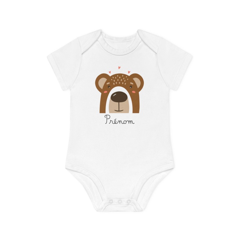 Body Bébé Drôle - Imprimé personnalisable avec prénom - Cadeau Naissance Original et unique - Animaux ours arc en ciel - Fra