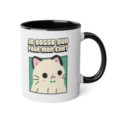 Mug céramique - Tasse Drôle et Originale - Cadeau Idéal pour Collègues, Amis ou Famille - Humour Je bosse dur pour mon chat - Fr
