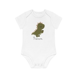 Body Bébé Drôle - Imprimé personnalisable avec prénom - Cadeau Naissance Original et unique - Dinosaure - Fra