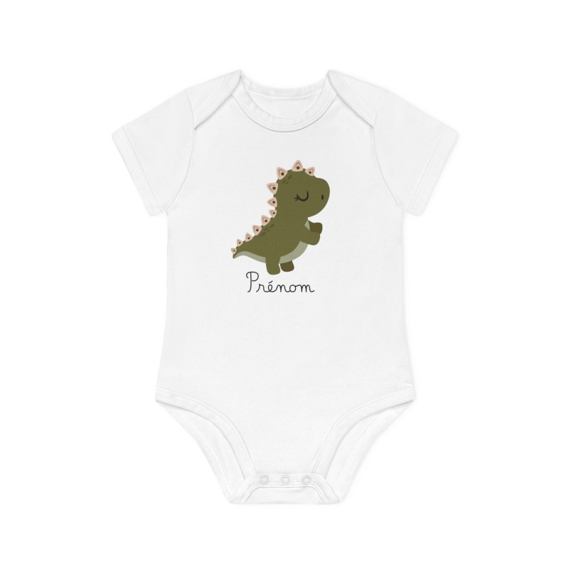 Body Bébé Drôle - Imprimé personnalisable avec prénom - Cadeau Naissance Original et unique - Dinosaure - Fra