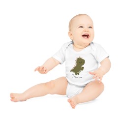 Body Bébé Drôle - Imprimé personnalisable avec prénom - Cadeau Naissance Original et unique - Dinosaure - Fra