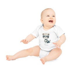 Body Bébé Drôle - Imprimé personnalisable avec prénom - Cadeau Naissance Original et unique - Panthere super héros