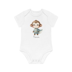 Body Bébé Drôle - Imprimé personnalisable avec prénom - Cadeau Naissance Original et unique - Singe super héros