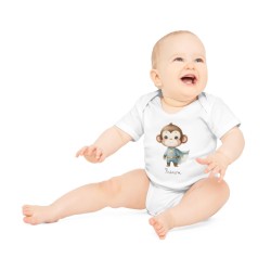 Body Bébé Drôle - Imprimé personnalisable avec prénom - Cadeau Naissance Original et unique - Singe super héros