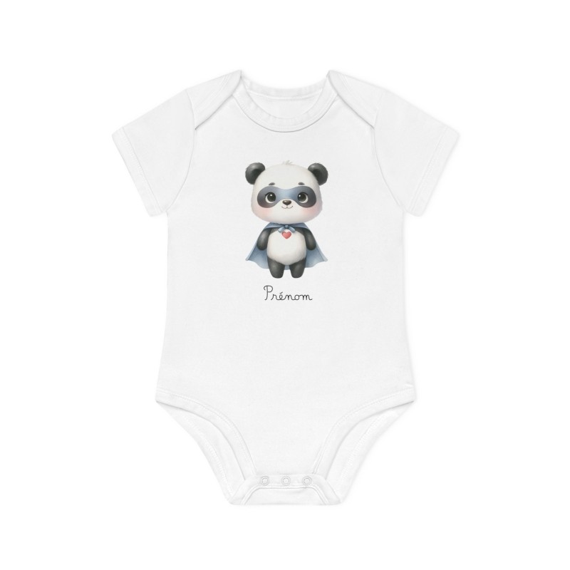 Body Bébé Drôle - Imprimé personnalisable avec prénom - Cadeau Naissance Original et unique - Panda super héros