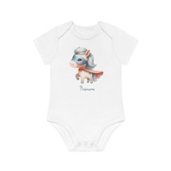 Body Bébé Drôle - Imprimé personnalisable avec prénom - Cadeau Naissance Original et unique - Licorne super héros