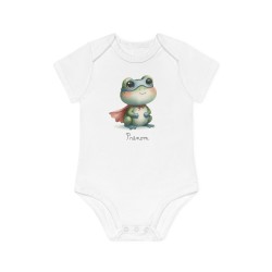 Body Bébé Drôle - Imprimé personnalisable avec prénom - Cadeau Naissance Original et unique - Grenouille super héros