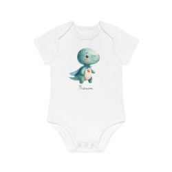 Body Bébé Drôle - Imprimé personnalisable avec prénom - Cadeau Naissance Original et unique - Dinosaure super héros