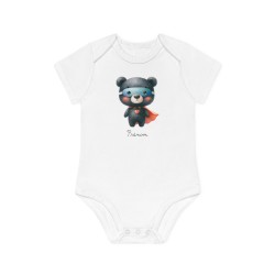 Body Bébé Drôle - Imprimé personnalisable avec prénom - Cadeau Naissance Original et unique - Ours super héros