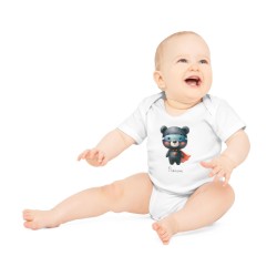 Body Bébé Drôle - Imprimé personnalisable avec prénom - Cadeau Naissance Original et unique - Ours super héros