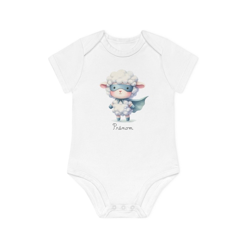 Body Bébé Drôle - Imprimé personnalisable avec prénom - Cadeau Naissance Original et unique - Mouton super héros