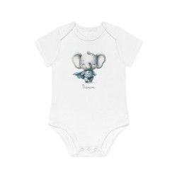 Body Bébé Drôle - Imprimé personnalisable avec prénom - Cadeau Naissance Original et unique - Elephant super héros