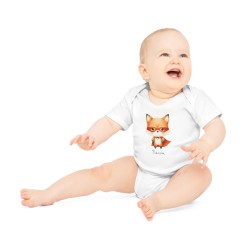 Body Bébé Drôle - Imprimé personnalisable avec prénom - Cadeau Naissance Original et unique - Renard super héros