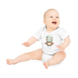 Body Bébé Drôle - Imprimé personnalisable avec prénom - Cadeau Naissance Original et unique - Tortue super héros