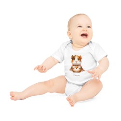 Body Bébé Drôle - Imprimé personnalisable avec prénom - Cadeau Naissance Original et unique - Hamster super héros