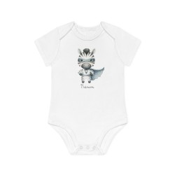 Body Bébé Drôle - Imprimé personnalisable avec prénom - Cadeau Naissance Original et unique - Zebre super héros